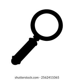 Black Magnifying glass silhouette vector illustration on white background
