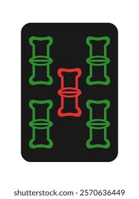 Black mahjong tile single icon five chords