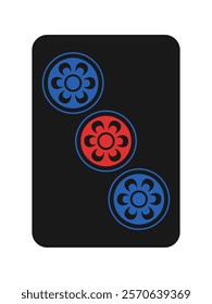 Black mahjong tile single icon three tube