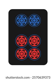 Black mahjong tile single icon six tube