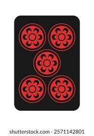 Black mahjong tile single icon red five tubes