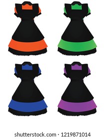 Black maid  uniform. vector illustration