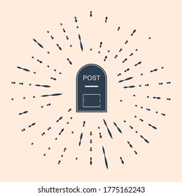Black Mail box icon. Post box icon isolated on beige background. Abstract circle random dots. Vector Illustration
