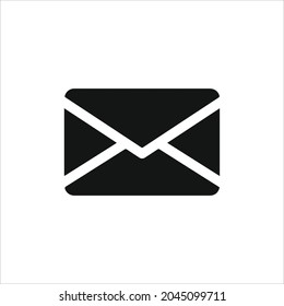 black mail email envelope with rounded lines send and receive message symbol sign button icon on a white background trendy flat isolated design vector