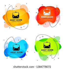 Black Mail and e-mail icon isolated. Envelope symbol e-mail. Email message sign. Set of liquid color abstract geometric shapes. Vector Illustration