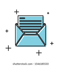 Black Mail and e-mail icon isolated on white background. Envelope symbol e-mail. Email message sign.  Vector Illustration