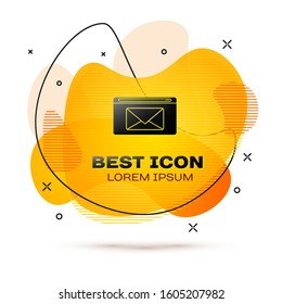 Black Mail and e-mail icon isolated on white background. Envelope symbol e-mail. Email message sign. Abstract banner with liquid shapes. Vector Illustration