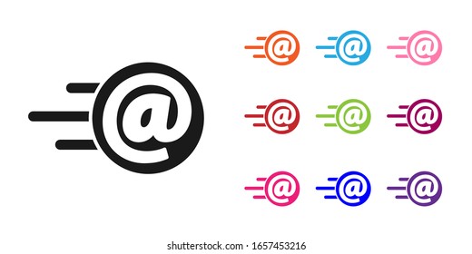 Icono de Correo negro y correo electrónico aislado en fondo blanco. Símbolo de sobres e-mail. Signo de mensaje de correo electrónico. Establecer iconos coloridos.  Ilustración vectorial