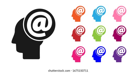 Black Mail and e-mail icon isolated on white background. Envelope symbol e-mail. Email message sign. Set icons colorful. Vector Illustration