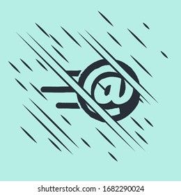 Black Mail and e-mail icon isolated on green background. Envelope symbol e-mail. Email message sign. Glitch style. Vector Illustration