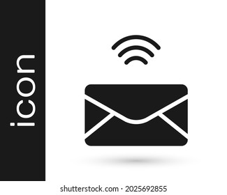 Black Mail and e-mail icon isolated on white background. Envelope symbol e-mail. Email message sign.  Vector