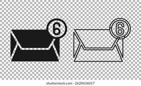 Black Mail and e-mail icon isolated on transparent background. Envelope symbol e-mail. Email message sign.  Vector