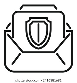 vector de contorno de icono de información de correo negro. Privacidad de datos. Uso personal privado