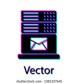 Black Mail server icon isolated on white background. Vector Illustration