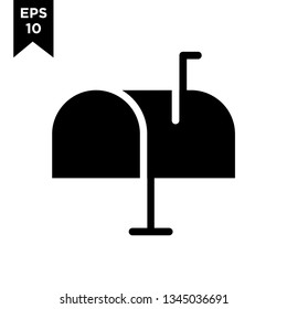 black mailbox email icon vector logo illustration design