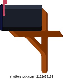 Black mailbox, illustration, vector on a white background.