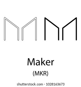 Black maker cryptocurrency symbol isolated on white background