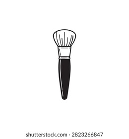 Black makeup brush with fluffy synthetic bristles isolated image