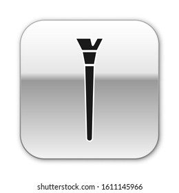 Black Makeup brush icon isolated on white background. Silver square button. Vector Illustration