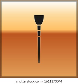 Black Makeup brush icon isolated on gold background.  Vector Illustration