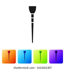 Black Makeup brush icon isolated on white background. Set icons in color square buttons. Vector Illustration