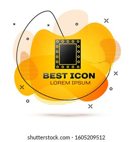Black Makeup mirror with lights icon isolated on white background. Abstract banner with liquid shapes. Vector Illustration