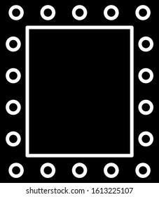 Black Makeup mirror with lights icon isolated on white background.  Vector Illustration