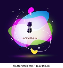 Black Makeup powder with mirror icon isolated on blue background. Abstract banner with liquid shapes. Vector Illustration