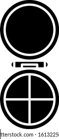 Black Makeup powder with mirror icon isolated on white background.  Vector Illustration