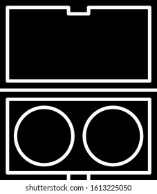 Black Makeup powder with mirror icon isolated on white background.  Vector Illustration