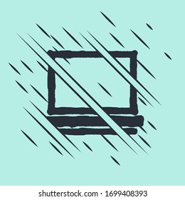 Black Makeup powder with mirror icon isolated on green background. Glitch style. Vector Illustration