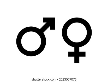 Black Male and female sign. Circle with an arrow and cross down. Belonging to the masculine or female gender. Vector Illustration