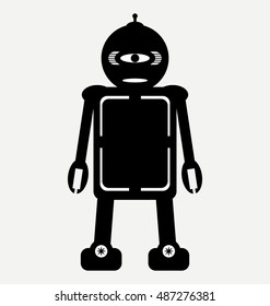 black male robot icon, flat design style