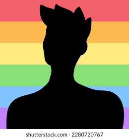 Black male silhouette against retro LGBT flag