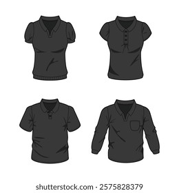 Black Male T-shirt Mockup Set Front and Back View Blank White Textile Print Design Template Fashion