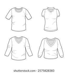 Black Male T-shirt Mockup Set Front and Back View Blank White Textile Print Design Template Fashion