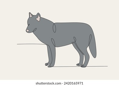 A black male wolf. Wolf one-line drawing