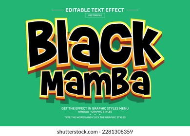 Black mamba 3D editable text effect template