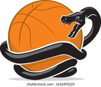 Black Mamba Snake and Basketball Sport Equipment Mascot