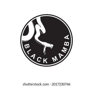 Black Mamba Snake Logo In Circular Frame, Vector