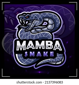 The black mamba snake mascot. esport logo design