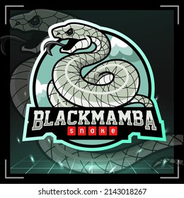 Black mamba snake mascot. esport logo design