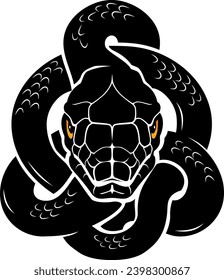 Black Mamba Snake Silhouette, Isolated Vector Illustration