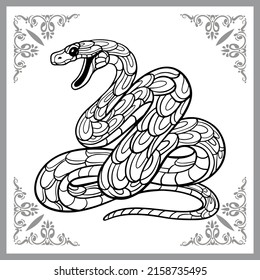 Black Mamba Snake Zentangle Arts. Isolated On White Background.