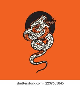  Black Mamba vintage illustration hand drawing style