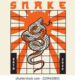  Black Mamba vintage illustration hand drawing style