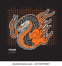 Black Mamba vintage illustration hand drawing style	
