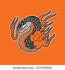 Black Mamba vintage illustration hand drawing style	
