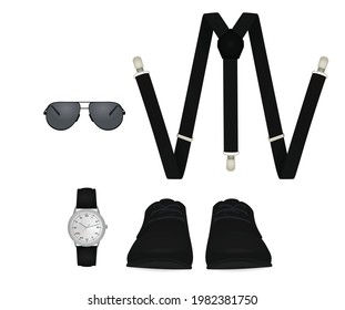 Accesorios de hombre negro. ilustración vectorial