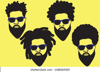 Black man with an afro and sunglasses svg